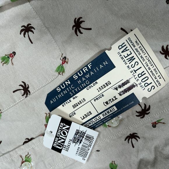 Sun Surf Long Sleeve Hula Girl Aloha Print AOP Cotton Large Shirt Made In Japan - Picture 7 of 11